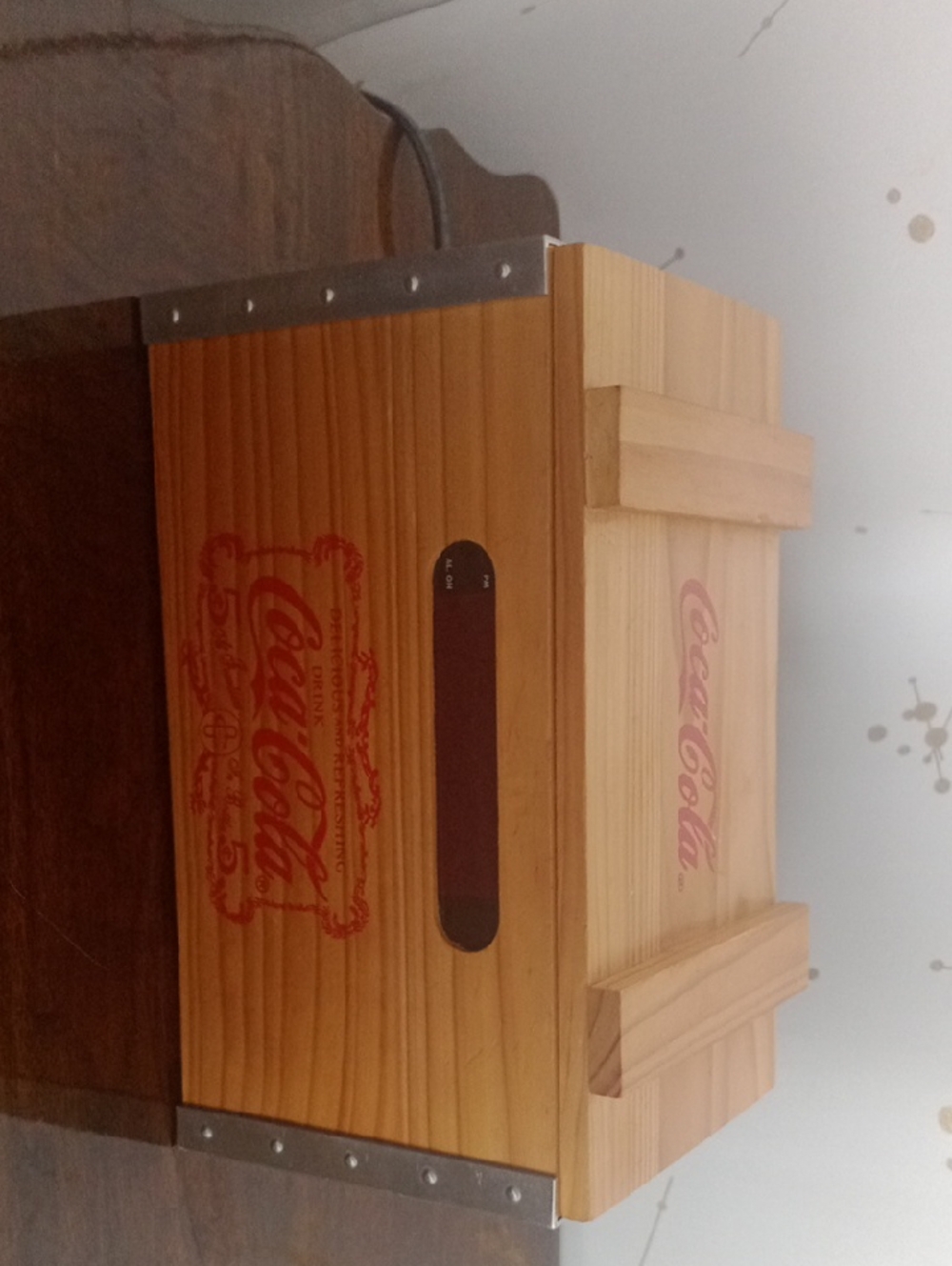 Coca-Cola Natural Wood Crate with Red Logo